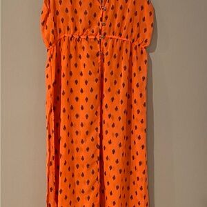 Coral Sleeveless Button-Up swim coverup